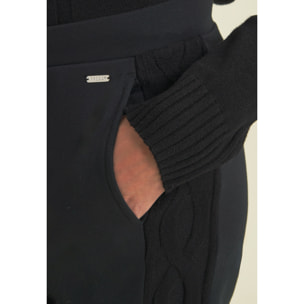 Pantaloni donna in felpa modal con banda a trecce