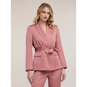 Motivi - Chaqueta fluida de raso con cinturón - Rosa