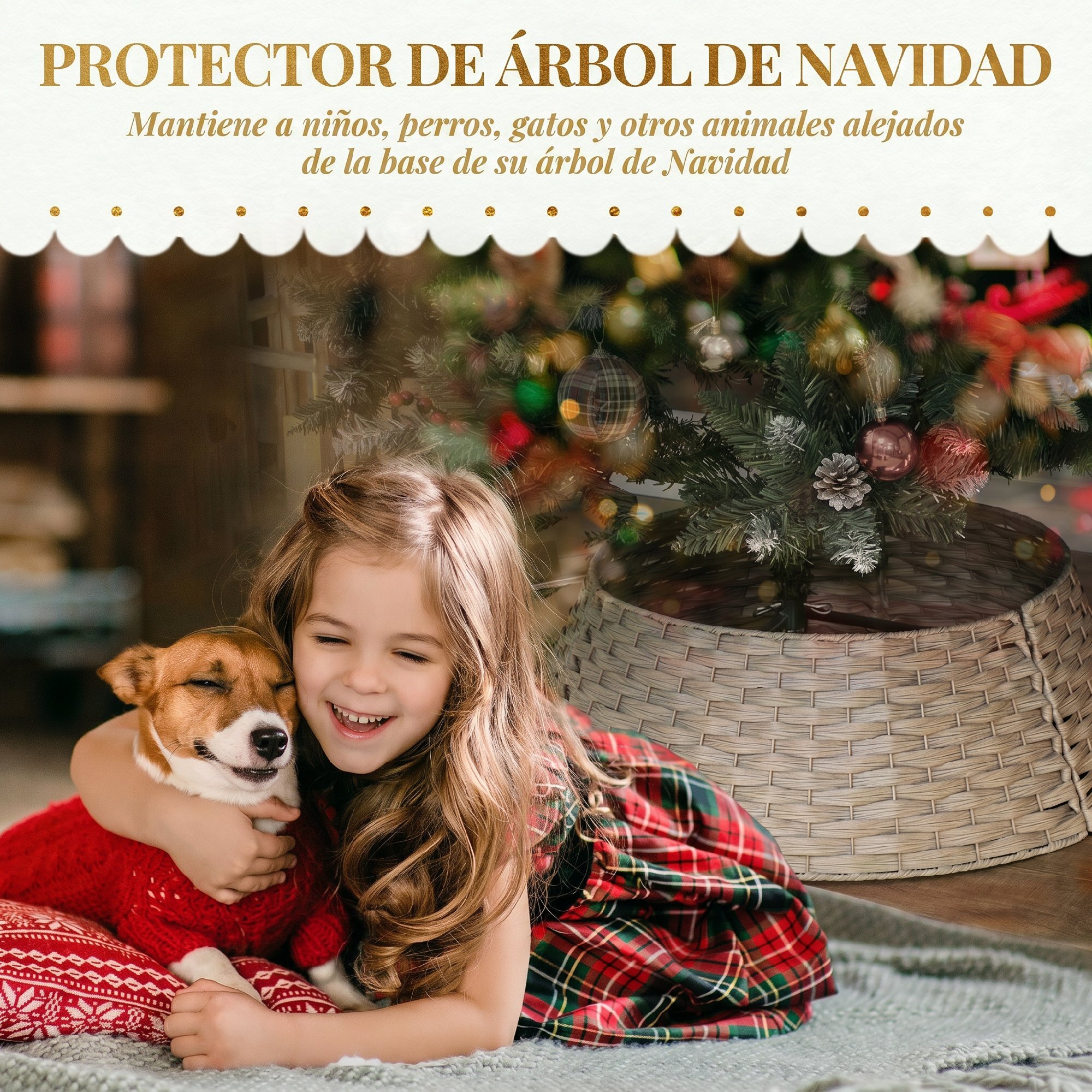 Falda para Árbol de Navidad Rústico, Diseño Tejido, Cubre Pie para Árbol de Navidad Desmontable para Fiestas, Decoración Navideña, Ø68x22 cm, Café