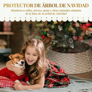 Falda para Árbol de Navidad Rústico, Diseño Tejido, Cubre Pie para Árbol de Navidad Desmontable para Fiestas, Decoración Navideña, Ø68x22 cm, Café