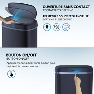 Poubelle automatique inox LOGAN gris 58L