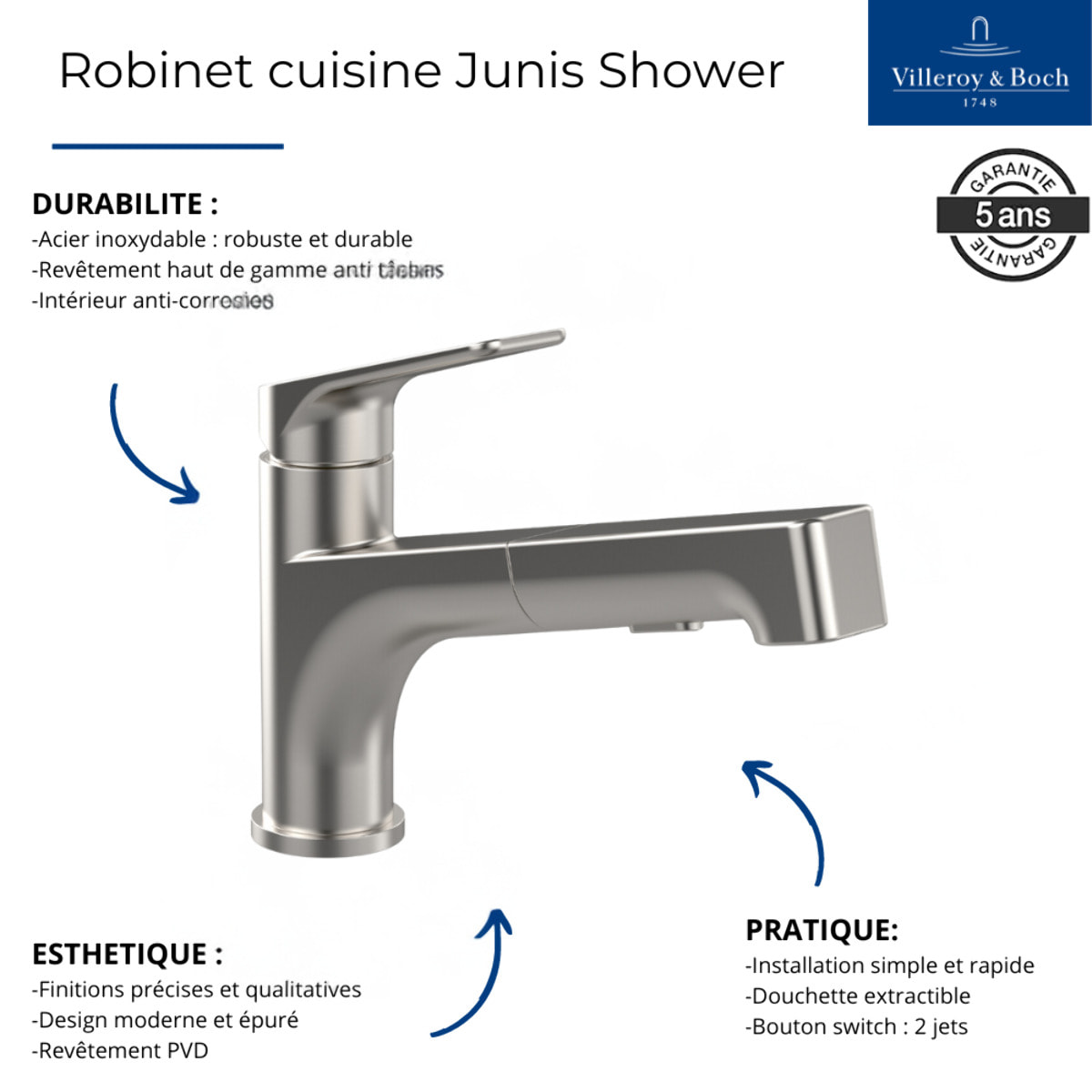 Robinet cuisine Junis Shower