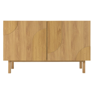 ETHAN - Buffet couleur naturelle 2 portes décor motif arrondi