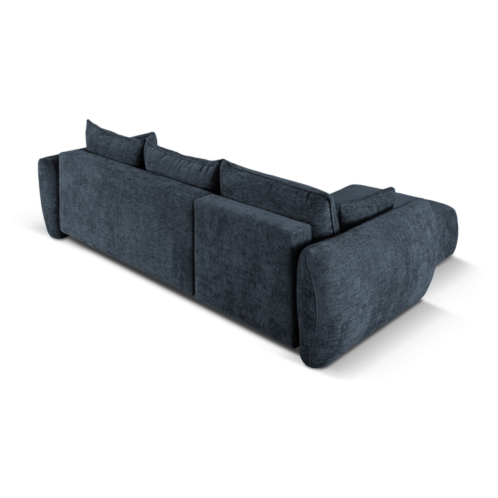 Canapé d'angle gauche convertible avec coffre de rangement "Matera" 4 places en chenille bleu roi