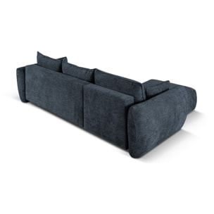 Canapé d'angle gauche convertible avec coffre de rangement "Matera" 4 places en chenille bleu roi