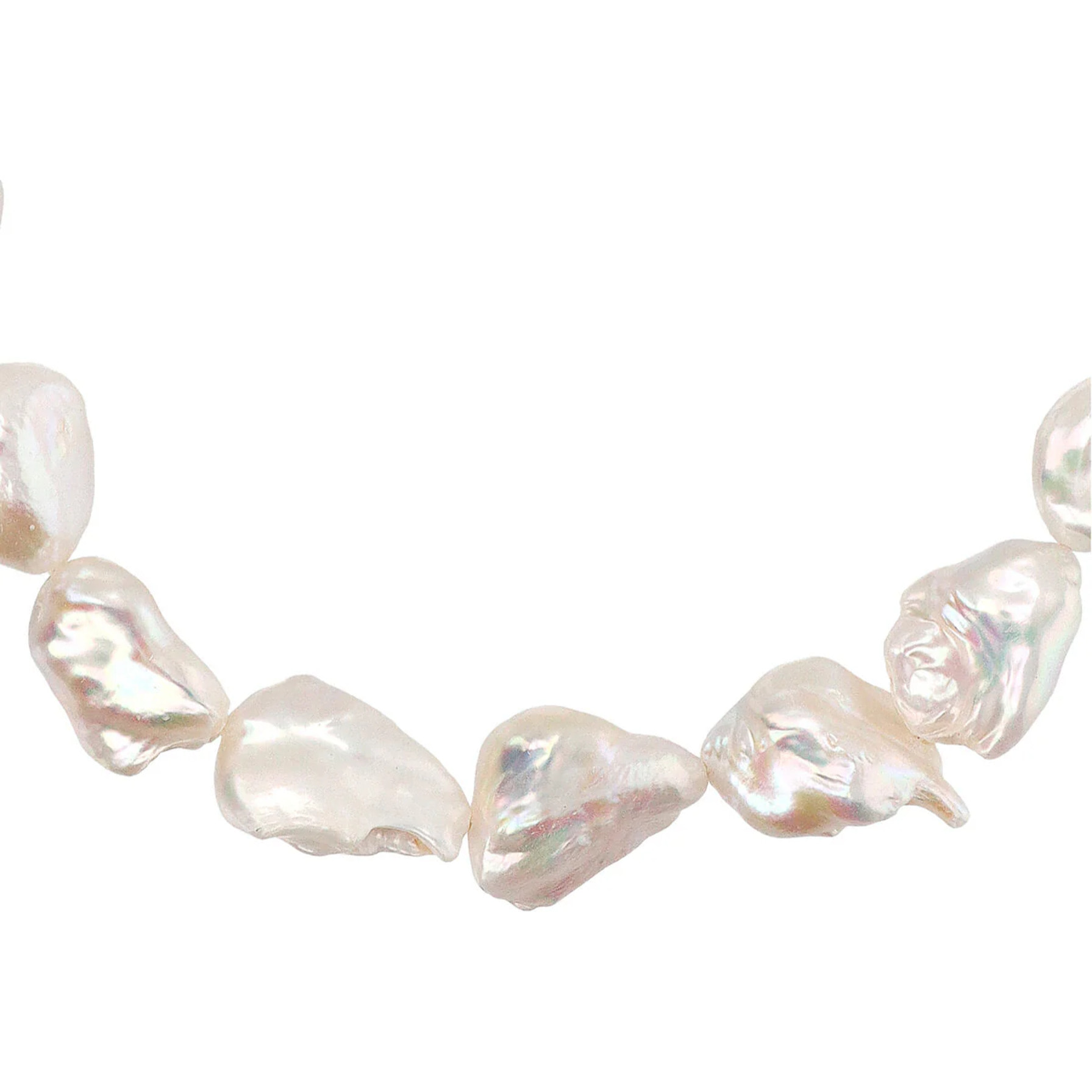 PERLAVIVA - Collana Girocollo in Argento 925 placcato Oro Rosa 18Kt con Perle Barocche Bianche d'Acqua Dolce Ø 15/16 mm