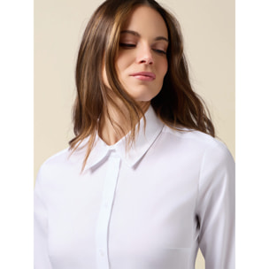 Oltre - Camisa básica de popelina - Blanco