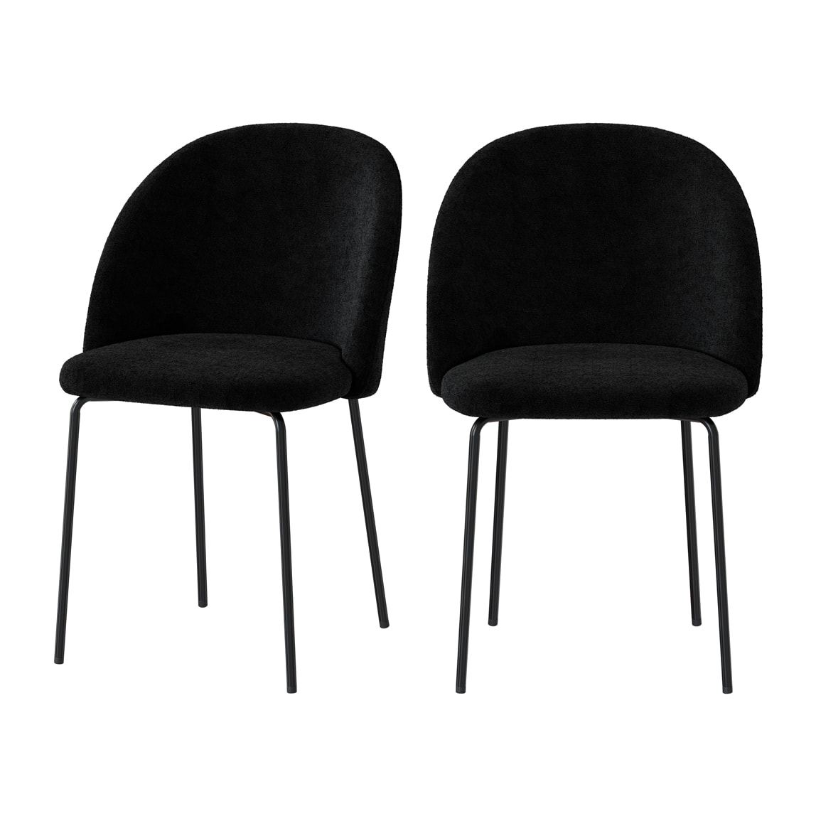 Chaise Karl en tissu bouclé noir (lot de 2)