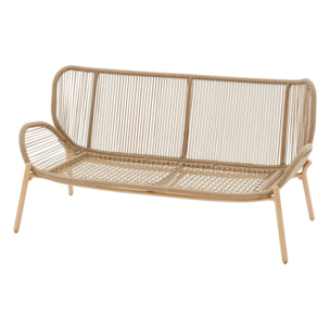 Salon de jardin "Meloane" taupe 5 places en polyester et acier