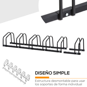 Aparcamiento para 6 Bicicletas Soporte de Acero para Aparcar Bicicletas en el Suelo o Pared Estacionamiento para Interior y Exterior 179x33x27 cm Negro