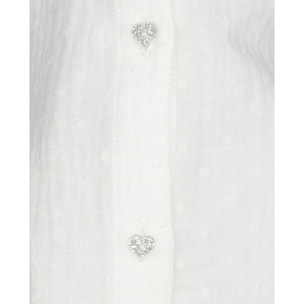 BLUSA BOTONES CORAZÓN Y VOLANTE BLANCA