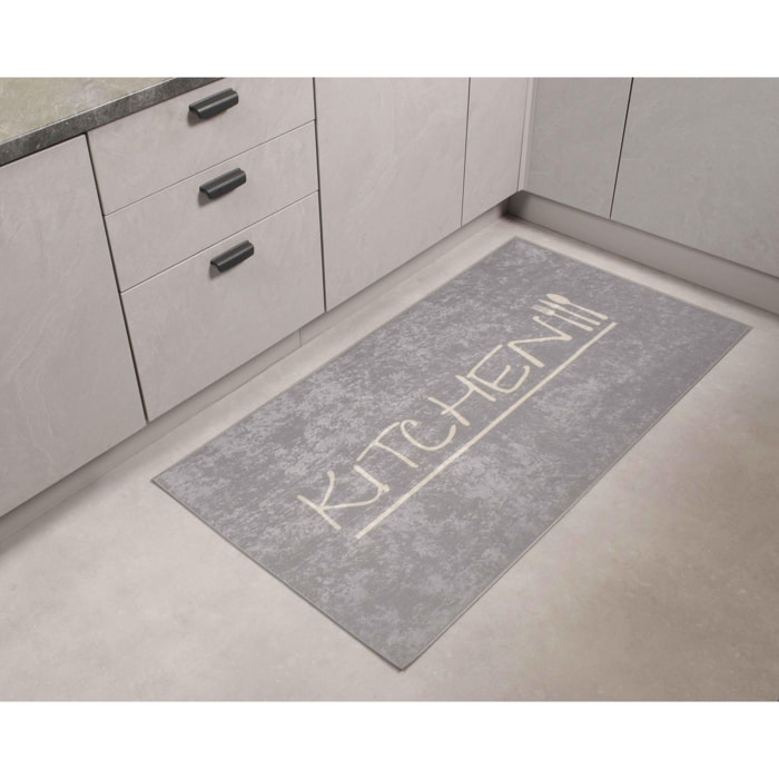 Stampa - tapis de cuisine kitchen antidérapant et lavable en machine à 30°C, gris