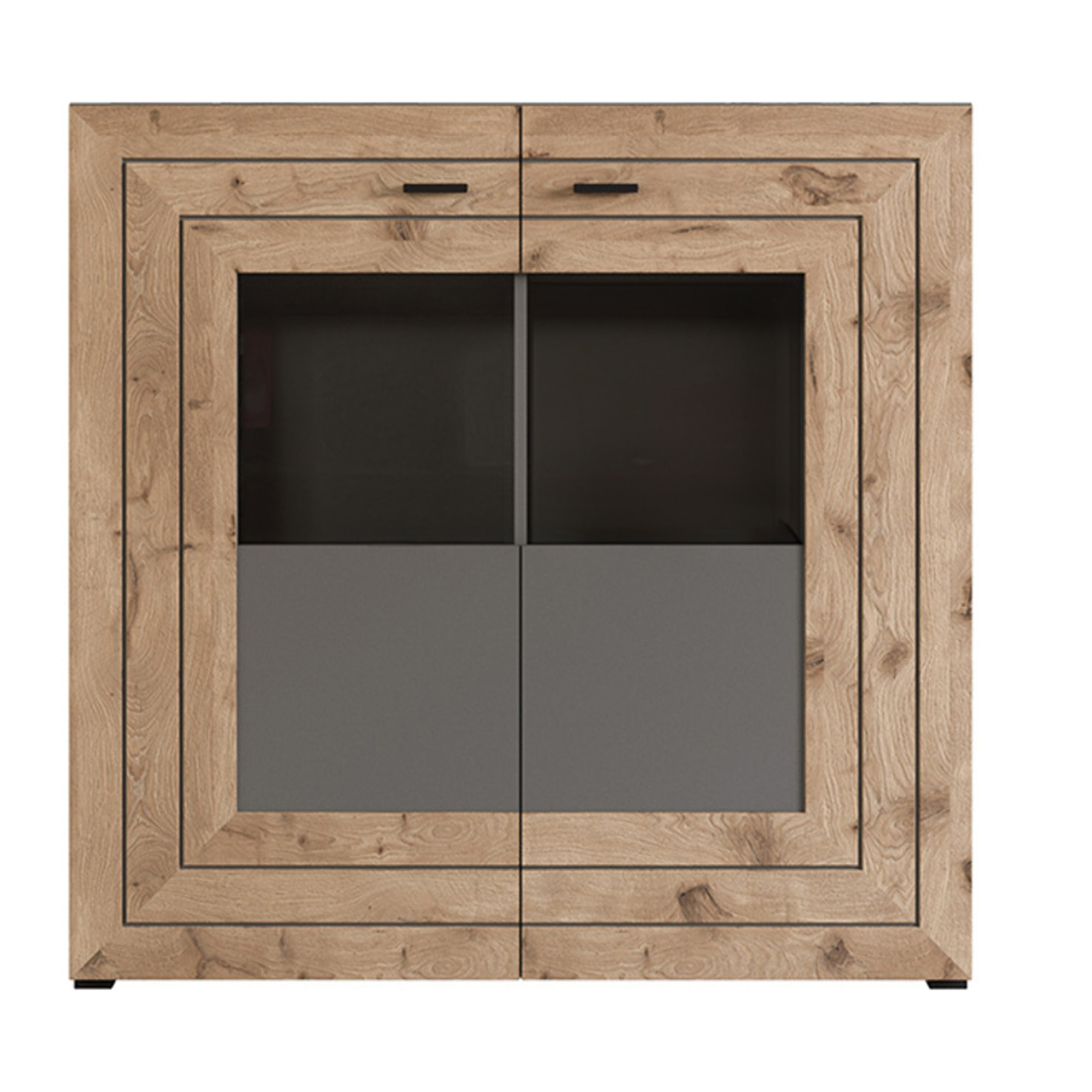 Wexford - buffet haut - gris et effet bois - 120 cm - Bois / Gris