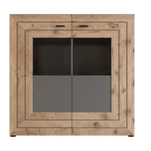 Wexford - buffet haut - gris et effet bois - 120 cm - Bois / Gris