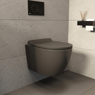 PixL WC suspendu en céramique sans bride Tornado Quiet et fixations invisibles + abattant frein de chute, gris (CEPX010RTORPGRM)