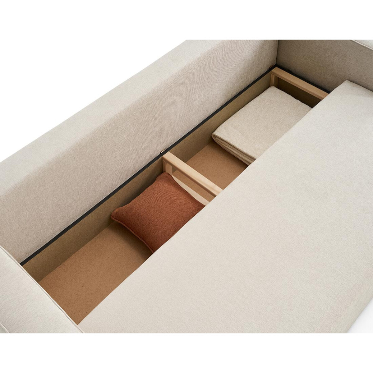 Topaze - canapé 3 places - convertible avec coffre - en tissu - Beige
