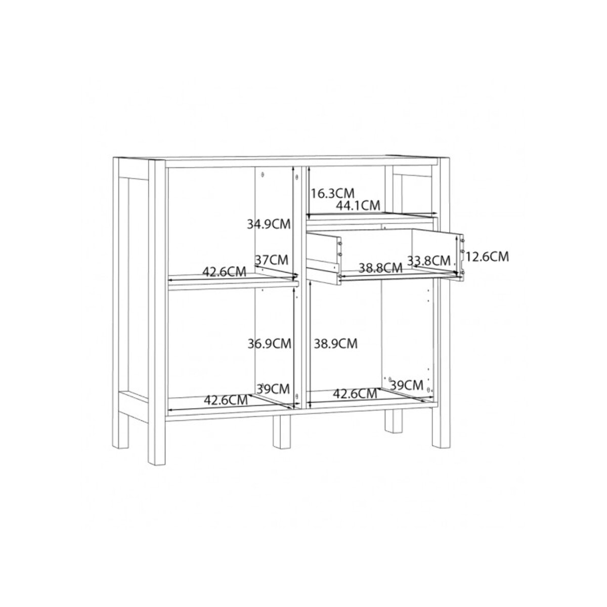 Buffet moderne en bois effet chêne et blanc - VIK