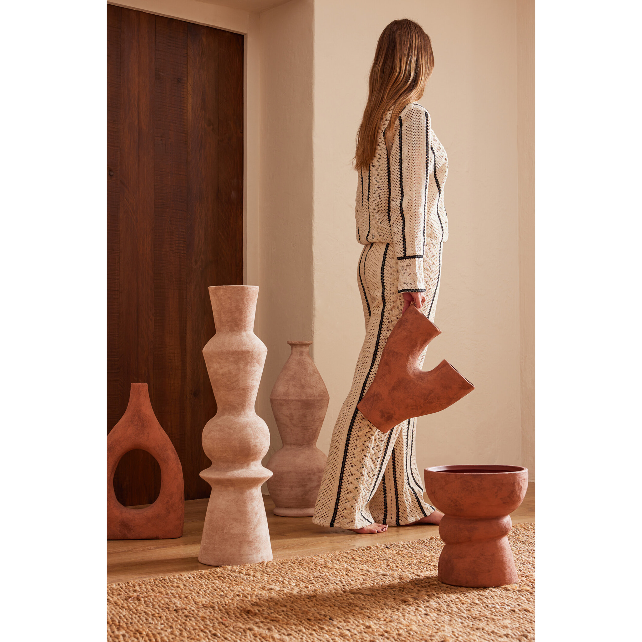 J-Line Cache-pot Nana céramique - rouille - large