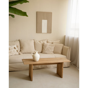 Tableau beige et blanc décoratif sur lin avec cadre en bois peint à la main à la peinture à l'huile en différentes tailles