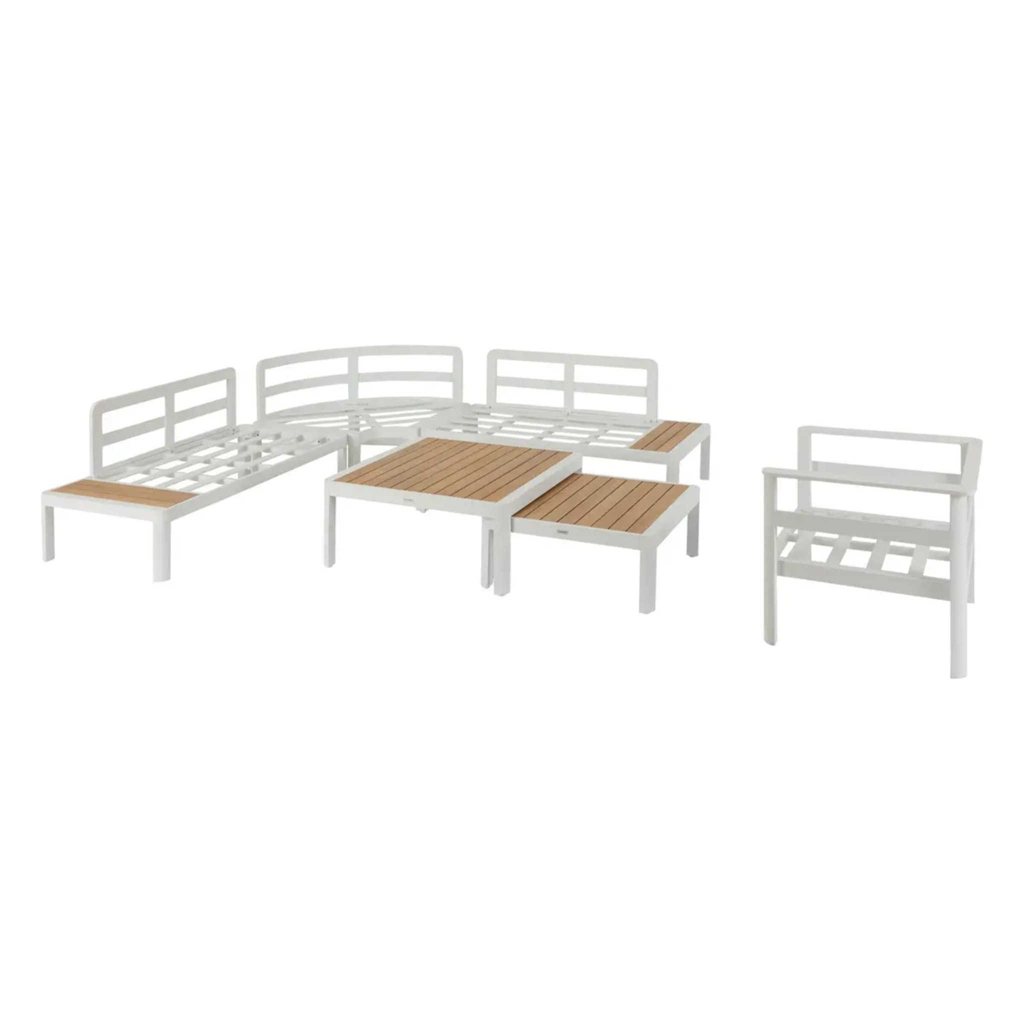 Salon d'angle de jardin "Paradize" 6 places blanc