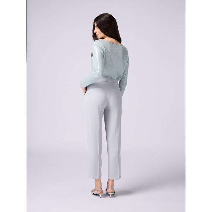 Oltre - Pantalones de tejido fluido - Gris