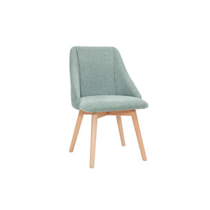 Chaises scandinaves en tissu effet velours texturé vert céladon et bois clair (lot de 2) HIGGINS