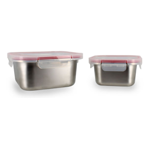 Lot de 2 boîtes hermétiques en acier inoxydable
