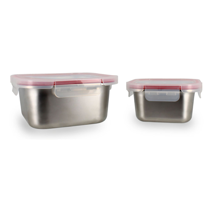 Lot de 2 boîtes hermétiques en acier inoxydable