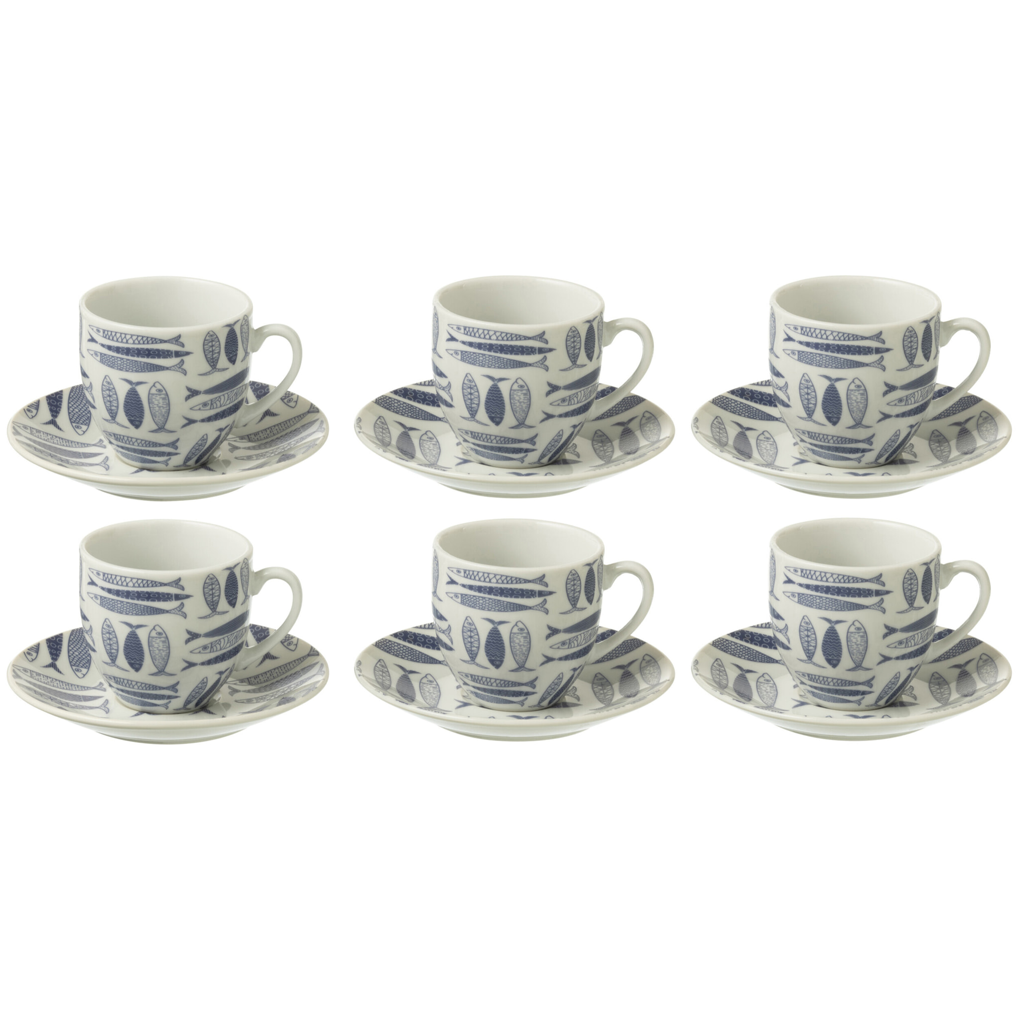 J-Line sous-tasse Poisson - céramique - bleu foncé - boîte de 6