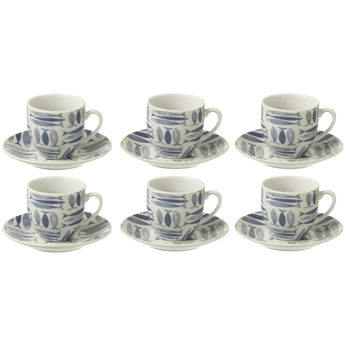 J-Line sous-tasse Poisson - céramique - bleu foncé - boîte de 6
