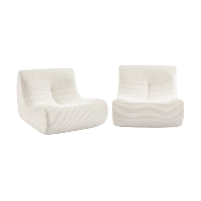 Chauffeuse velours côtelé 2 places crème L 91 x P 105 x H 72 cm - SOKOL