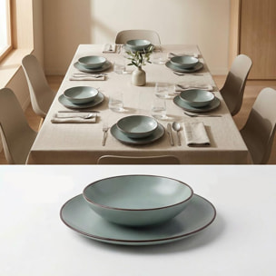 Set 12 Piatti in Ceramica, lavabile in lavastoviglie e adatto a microonde, Intrecci