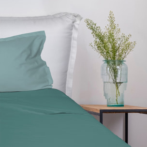 UNO CASA DESIGN Completo Letto Bice 25 Bicolor in Puro Cotone_Una piazza e mezza_verde-azzurro