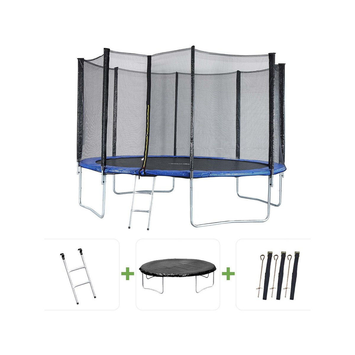 Trampoline "Joycy" - Ø 4,27 m - Avec Filet + échelle + couverture + kit d'ancrage