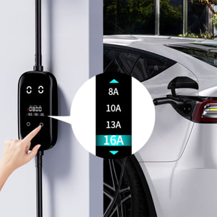 Caricabatterie G01 per auto elettrica Tipo 2, EV e PHEV, con 32A e 7KW. APP di controllo e Schermo LCD.