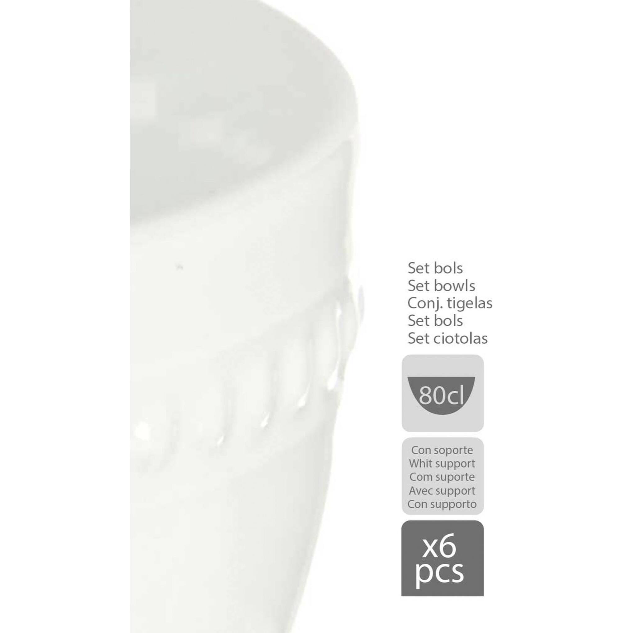 Set 6 bol porcelana blanca 800ml c sopor colección vessia