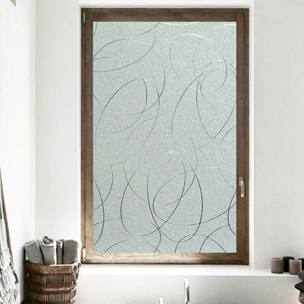 Rouleau occultant vitrostatique lignes design pour fenêtre au mètre - Film Anti Regard Electrostatique Occultant Vitre Anti UV