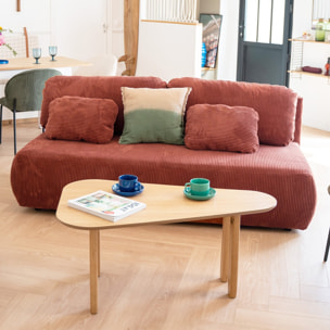 Canapé convertible 3 places avec coffre en velours côtelé - GEMMA