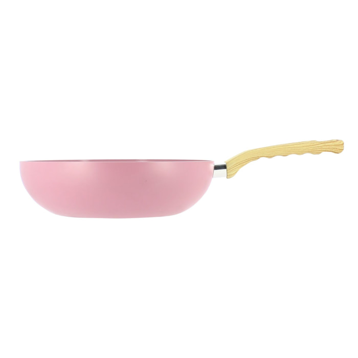 Wok 28cm en aluminium recyclé lilas - tous feux COLORAMA