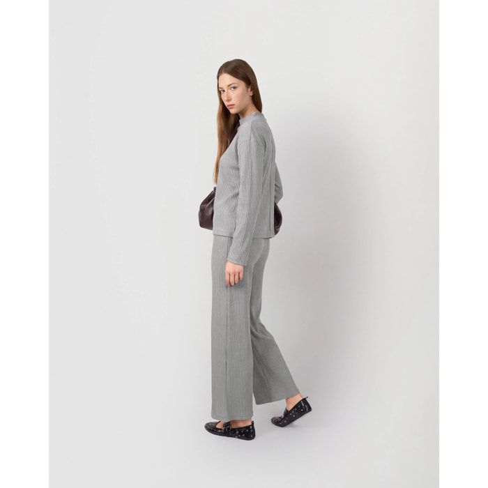 Set maglia pantaloni a coste grigio chiaro