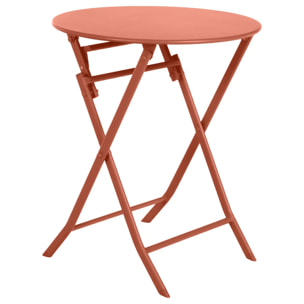 Table de jardin pliante ronde "Greensboro" ambre 2 places en acier traité époxy