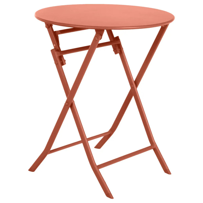 Table de jardin pliante ronde "Greensboro" ambre 2 places en acier traité époxy