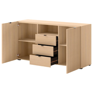 Judy - buffet bas 150 cm - 2 portes, 3 tiroirs et 1 niche - Bois