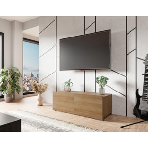 Alix - meuble tv modulable 100 cm - 2 portes - Effet chêne