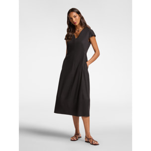 Elena Mirò - Vestido midi con escote en pico - Negro