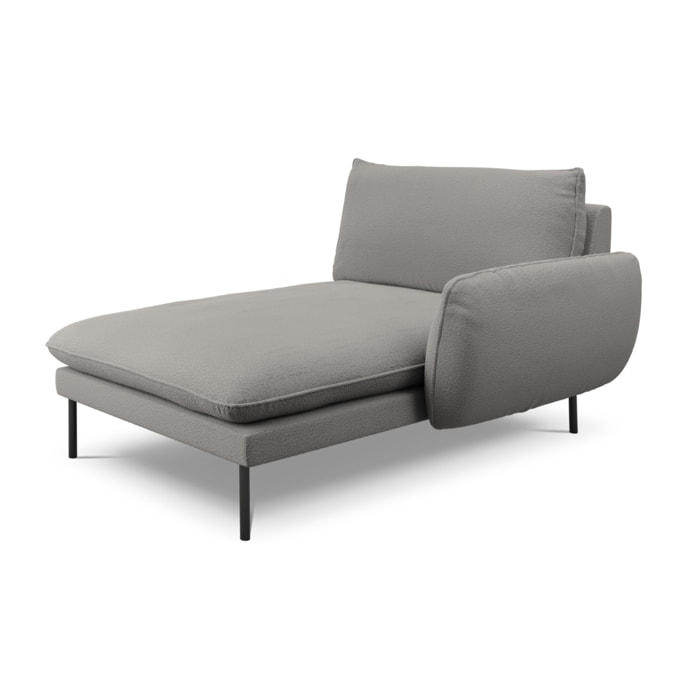 Méridienne droite "Vienna" en bouclé gris