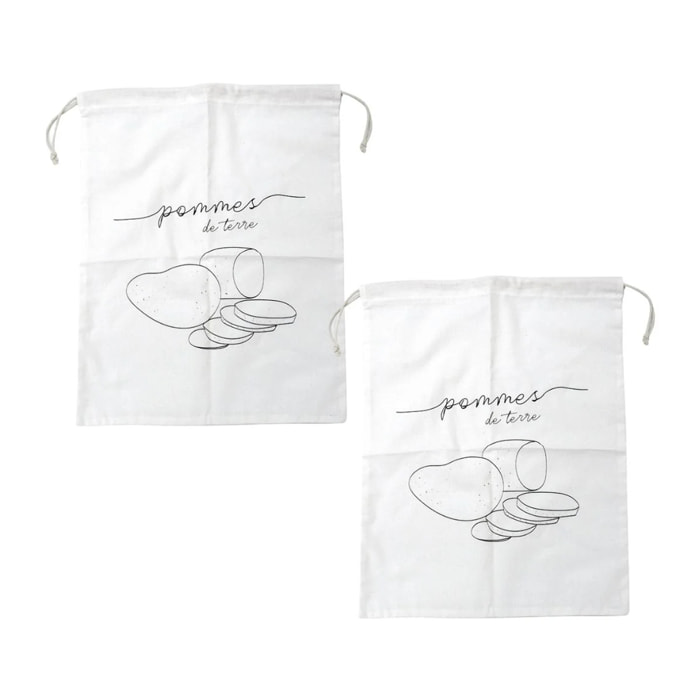 Lot de 2 sacs à légumes réutilisables avec 2 sacs en coton Fackelmann Nature