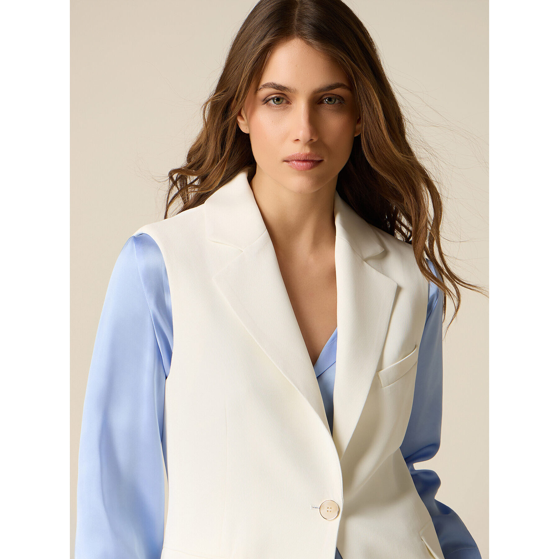 Oltre - Gilet sartoriale in tessuto crêpe - Bianco