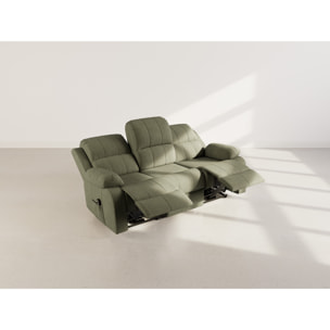 Armand - Canapé 3 places relax électrique en velours côtelé - Vert
