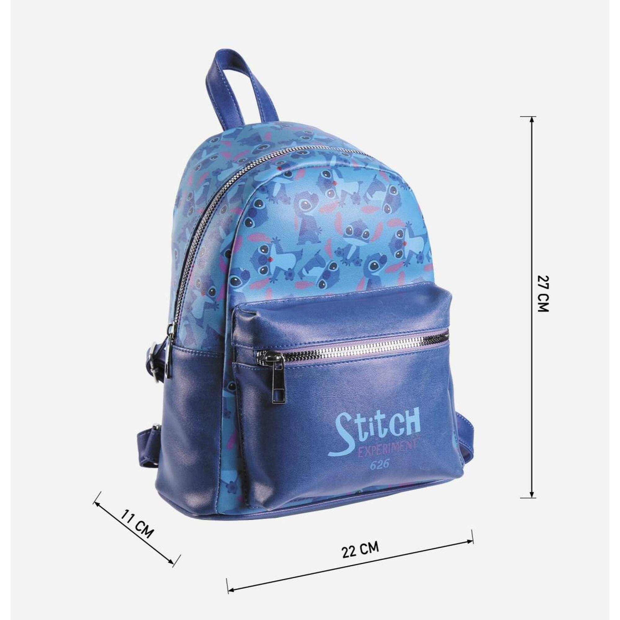 Mochila casual polipiel de stitch, azul, pequeña-mochila mini perfecta para llevar todas tus cosas ordenadas